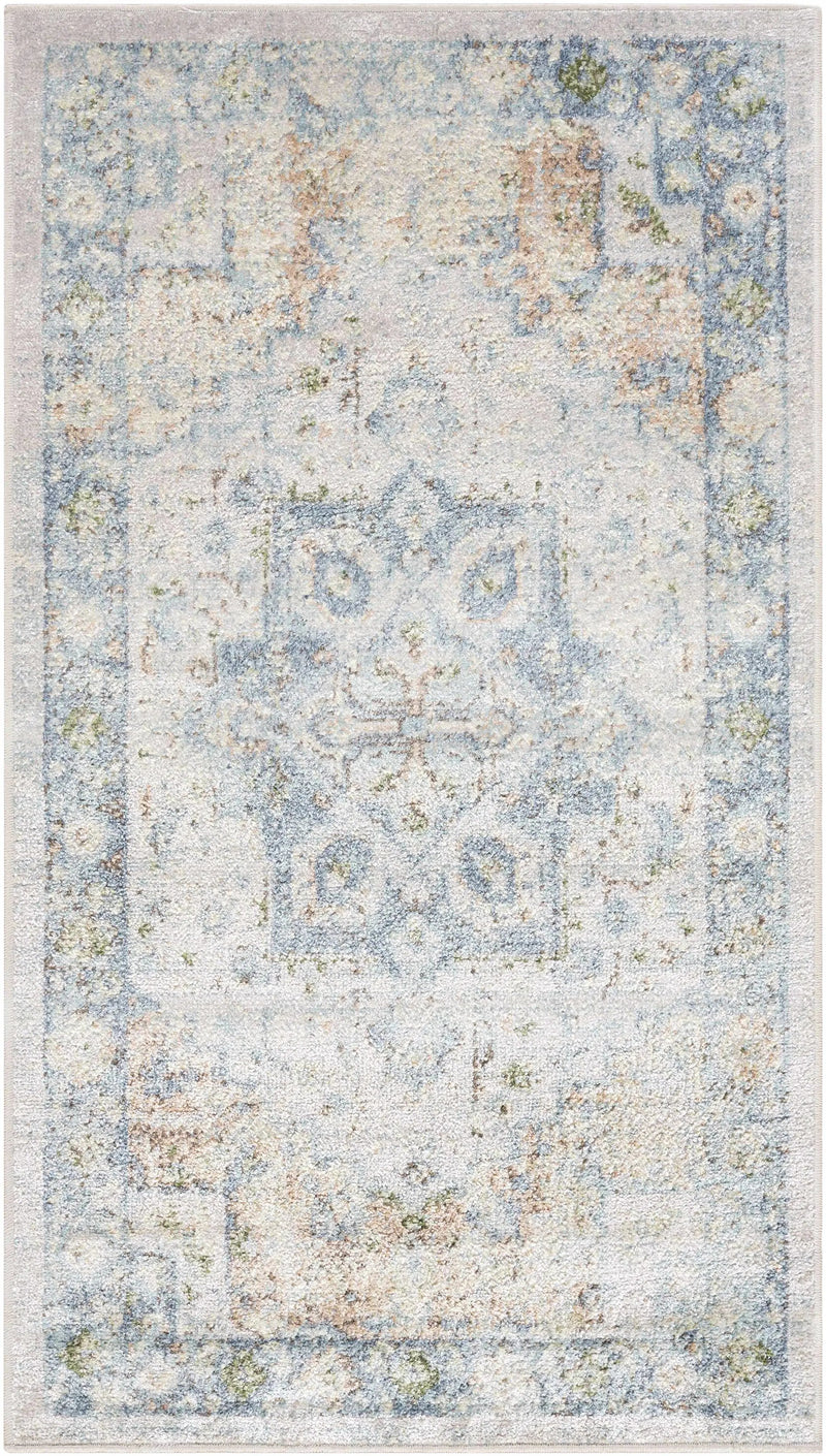 Neta Orange & Light Blue Washable Area Rug - Clearance by Boutique Rugs