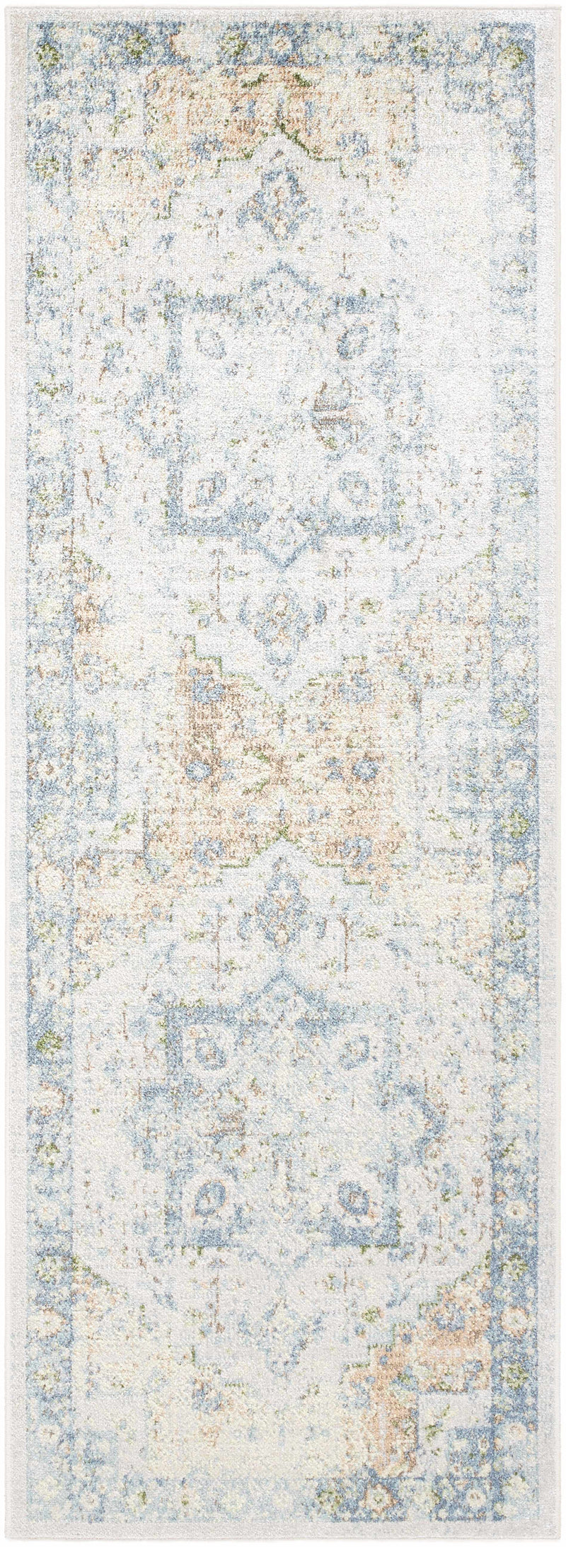 Neta Orange & Light Blue Washable Area Rug - Clearance by Boutique Rugs