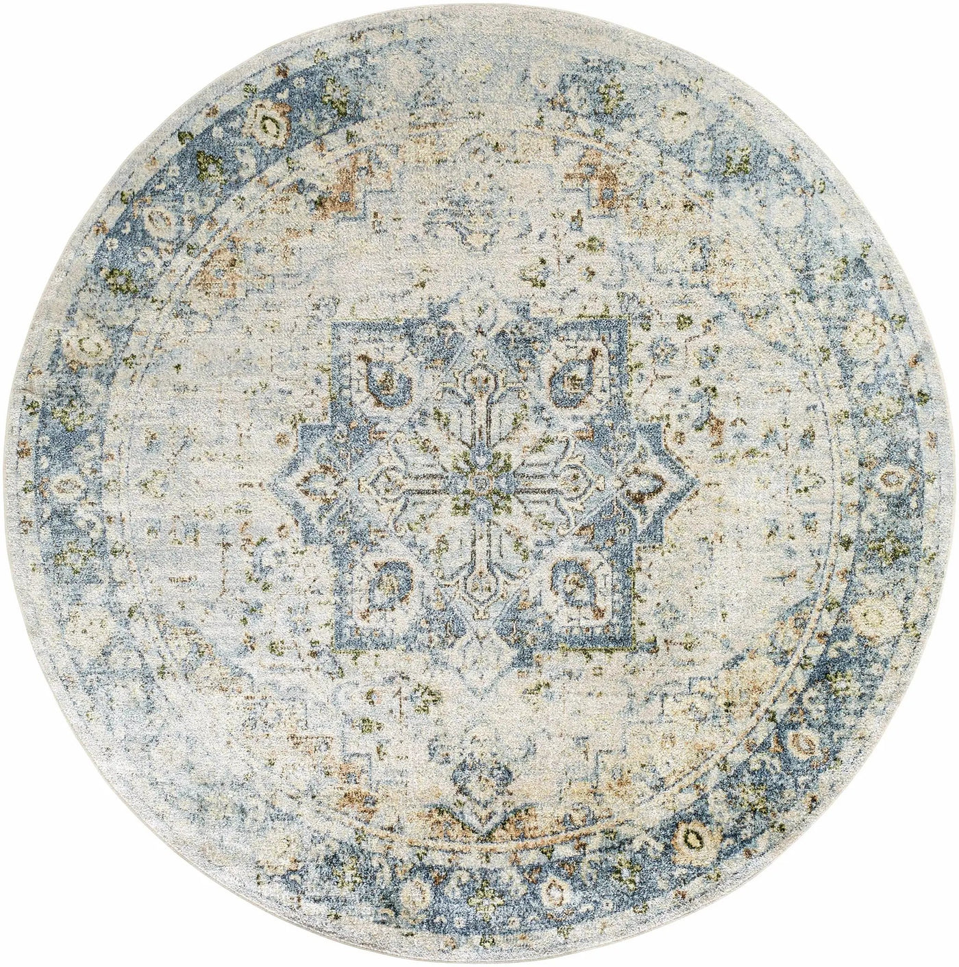 Neta Orange & Light Blue Washable Area Rug - Clearance by Boutique Rugs