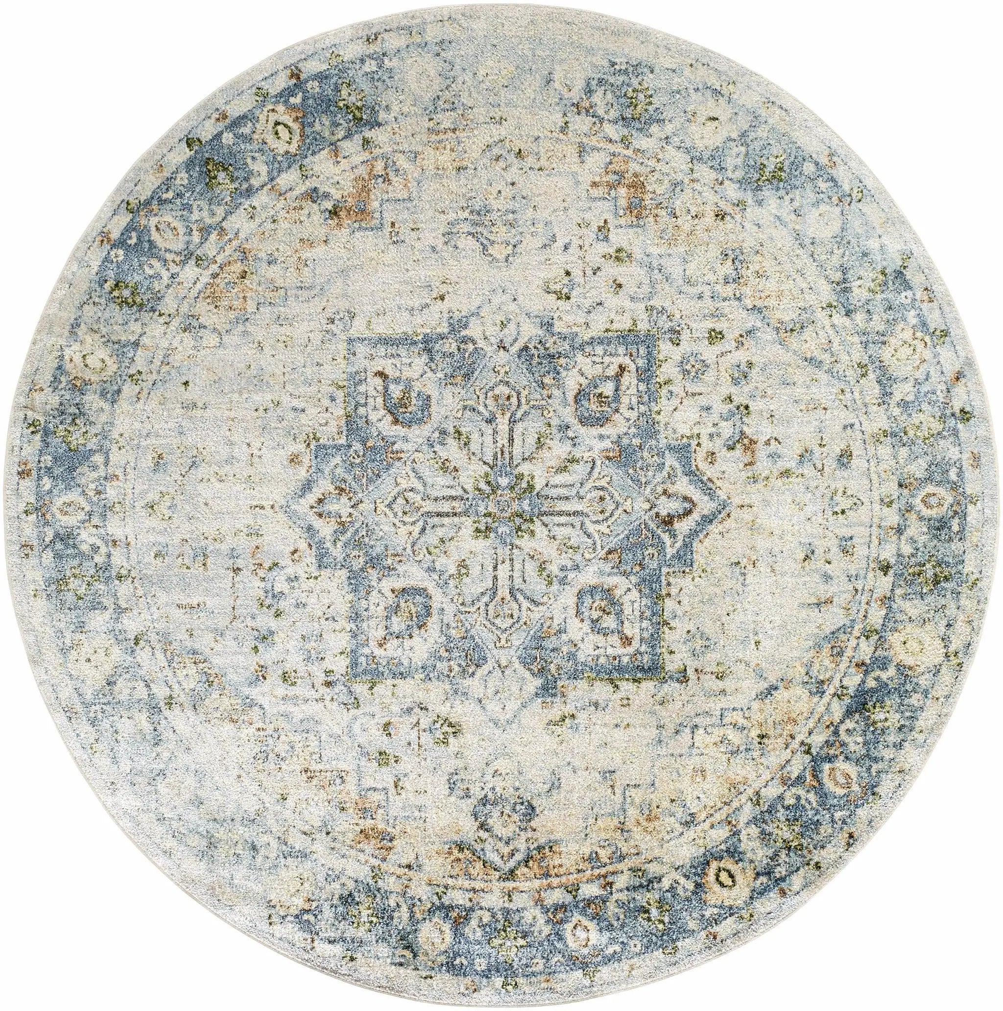 Neta Orange & Light Blue Washable Area Rug - Clearance by Boutique Rugs