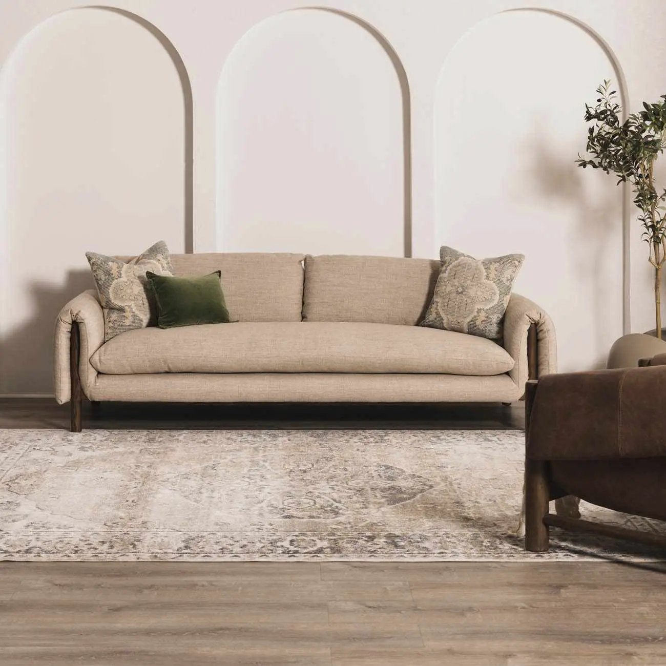 Rudo Beige Flat Pile Washable Rug by Boutique Rugs