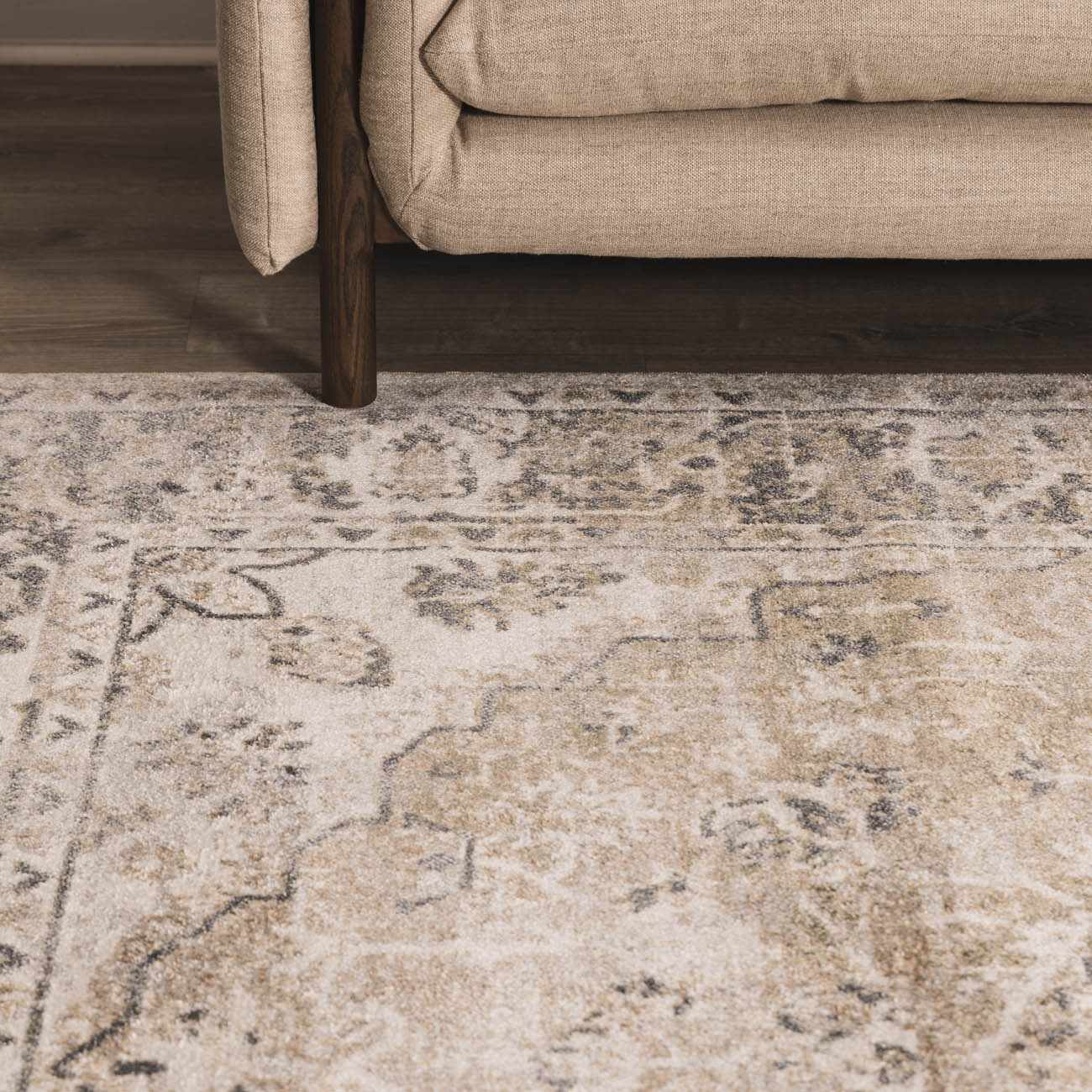 Rudo Beige Flat Pile Washable Rug by Boutique Rugs