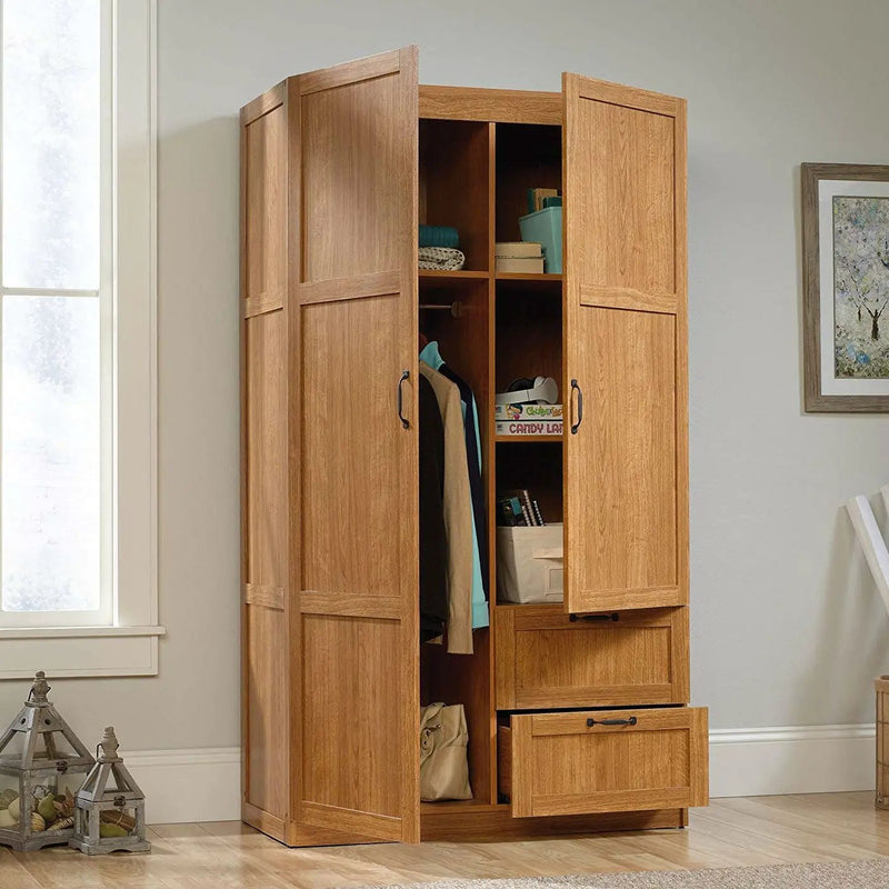 Bedroom Wardrobe Cabinet Storage Closet Organizer in Medium Oak Finish by HomePacific