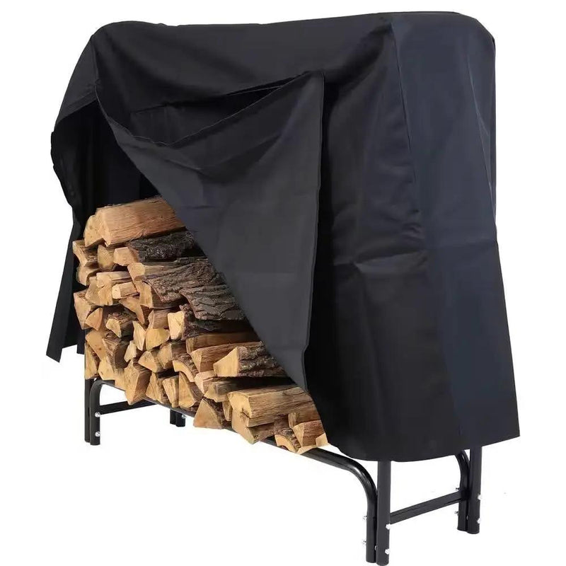 Indoor/Outdoor 4-Ft. Black Metal Firewood Rack with Cover by HomePacific