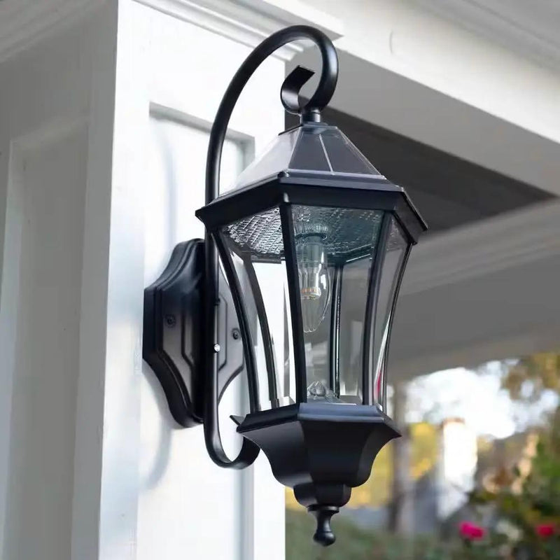 Outdoor Farmhouse Solar Wall Light in Black Finish - 150 Lumens by HomePacific