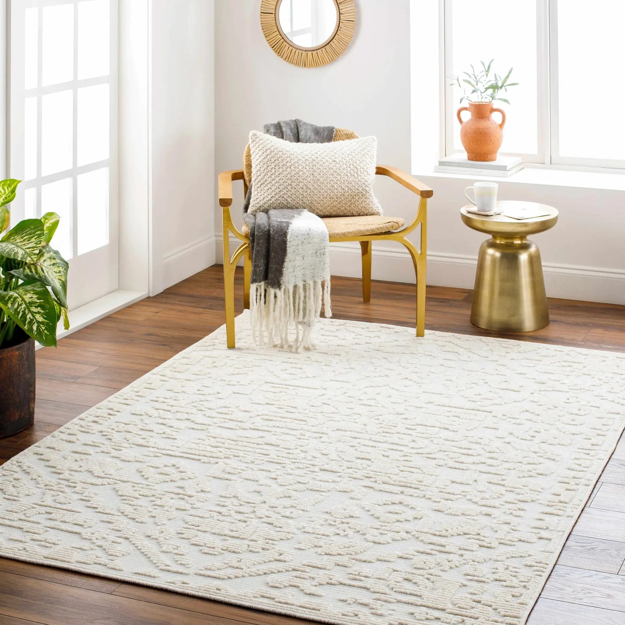 Beren Cream Washable Area Rug - Clearance by Boutique Rugs