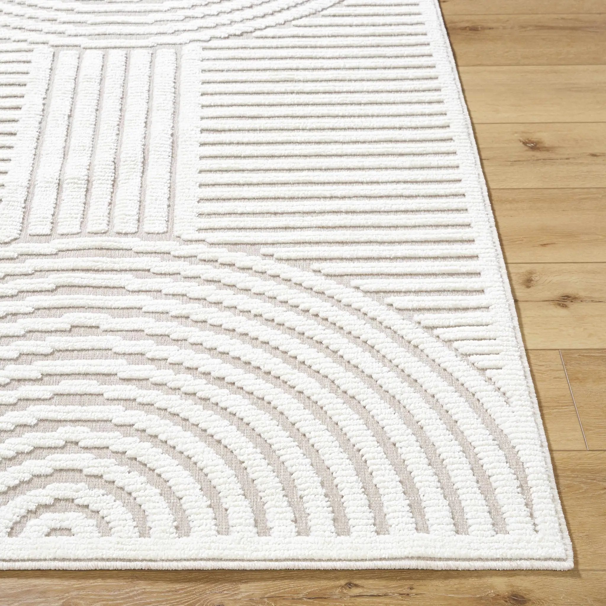 Deron Ivory 3D Rainbow Washable Rug by Boutique Rugs