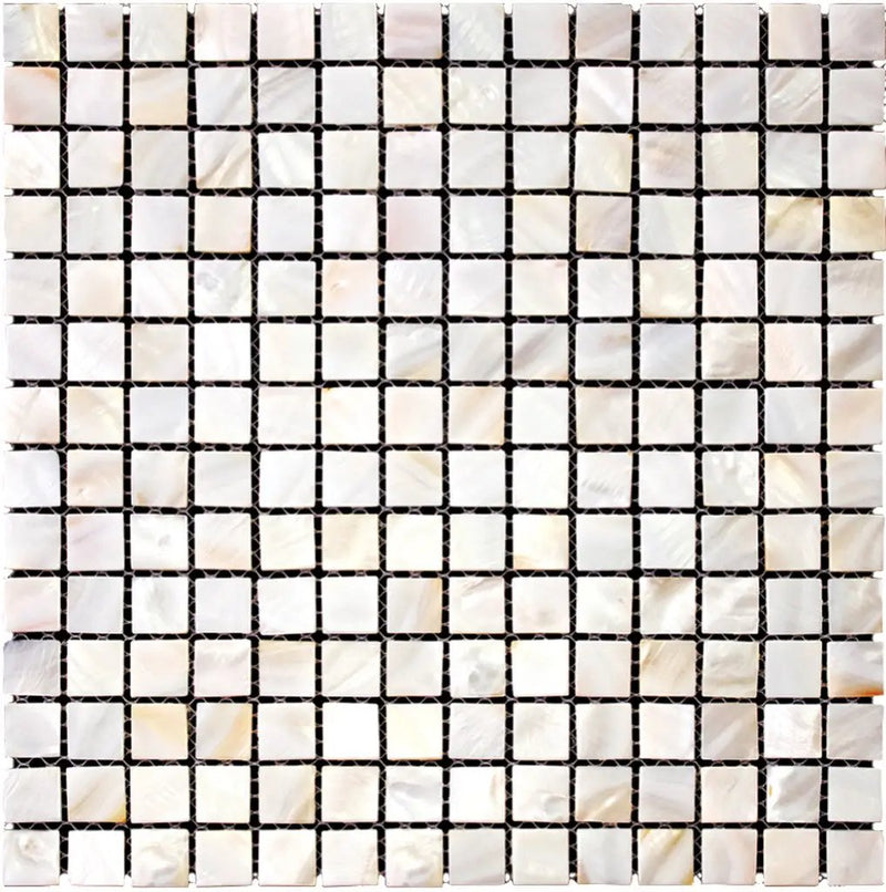Shell White 12x12 Polished Square Shell Mother of Pearl Mosaic Tile (20 pack, 20 sq ft/case) by Apollo Tile