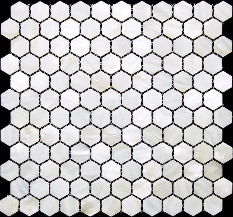 Chiffon White 12x12 Polished Hexagon Shell Mother of Pearl Mosaic Tile (20 pack, 18.69 sq ft/case) by Apollo Tile