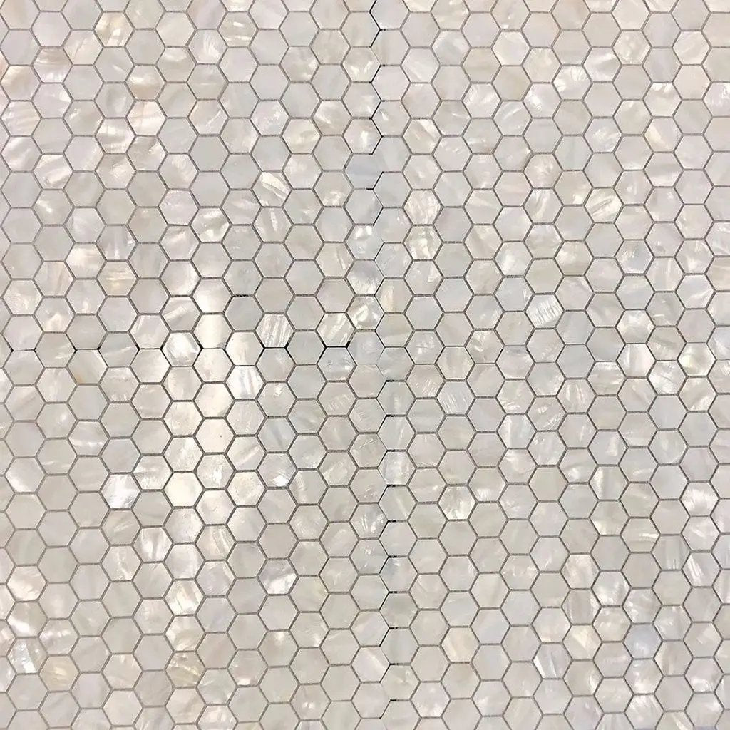 Chiffon White 12x12 Polished Hexagon Shell Mother of Pearl Mosaic Tile (20 pack, 18.69 sq ft/case) by Apollo Tile