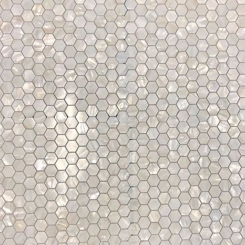 Chiffon White 12x12 Polished Hexagon Shell Mother of Pearl Mosaic Tile (20 pack, 18.69 sq ft/case) by Apollo Tile