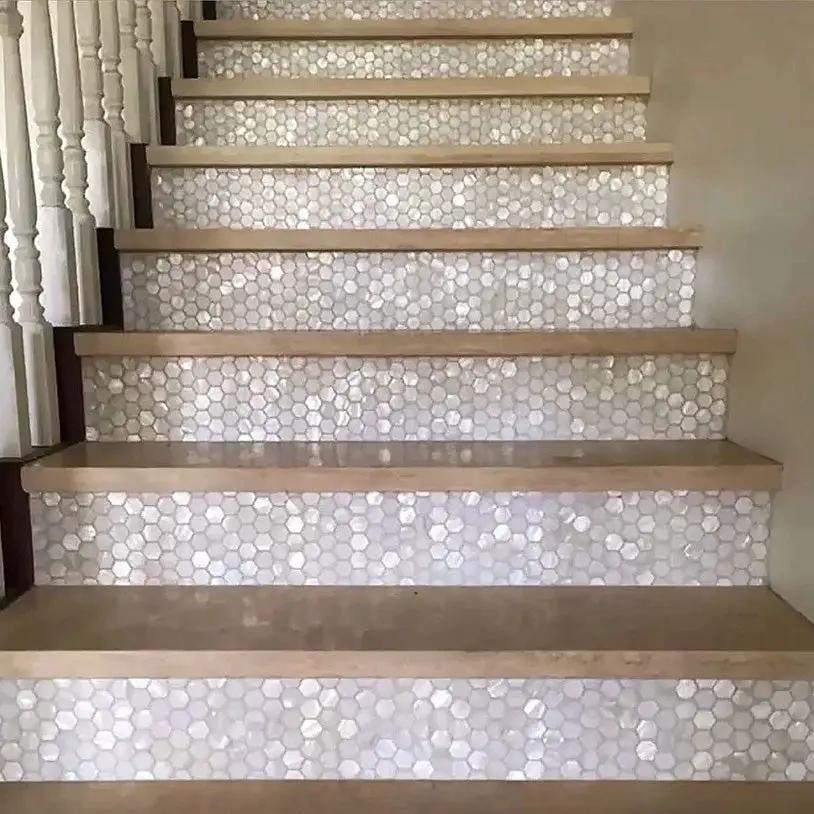 Chiffon White 12x12 Polished Hexagon Shell Mother of Pearl Mosaic Tile (20 pack, 18.69 sq ft/case) by Apollo Tile