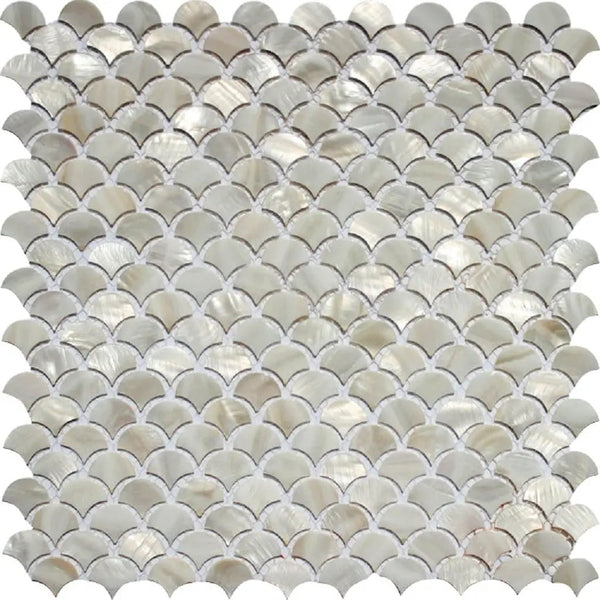 Chiffon White 12x12 Polished Arabesque Shell Mother of Pearl Mosaic Tile (20 pack, 19.34 sq ft/case), photo 2 of 3