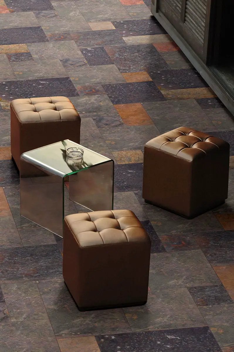 Multi Classic Gauged Pattern Slate Tiles in a finished room