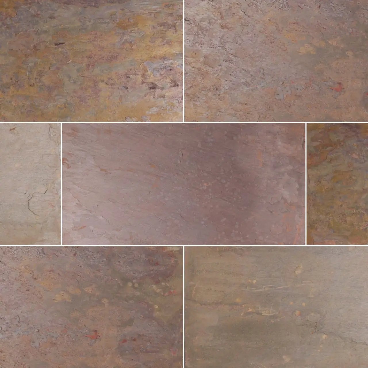 Multi Classic Gauged Slate Tiles 12x12 close up
