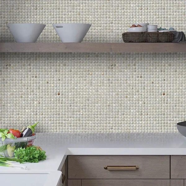 Shell White 12x12 Polished Square Shell Mother of Pearl Mosaic Tile (20 pack, 20 sq ft/case)