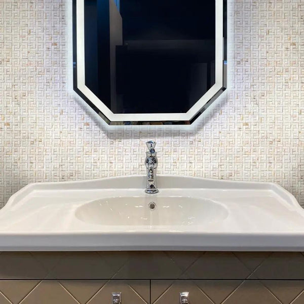 Beige White 12x12 Polished Brick Shell Mother of Pearl Mosaic Tile (20 pack, 19.0125 sq ft/case)