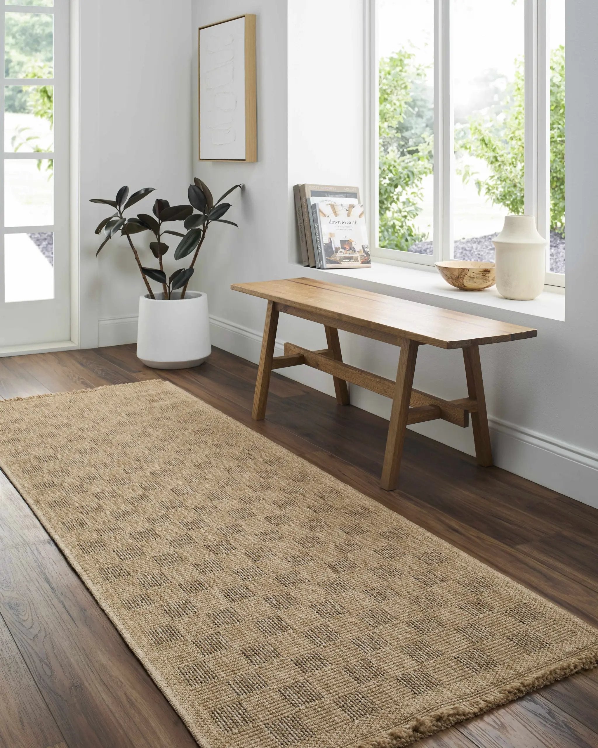 Jurek Beige Checkered Outdoor Area Rug by Boutique Rugs