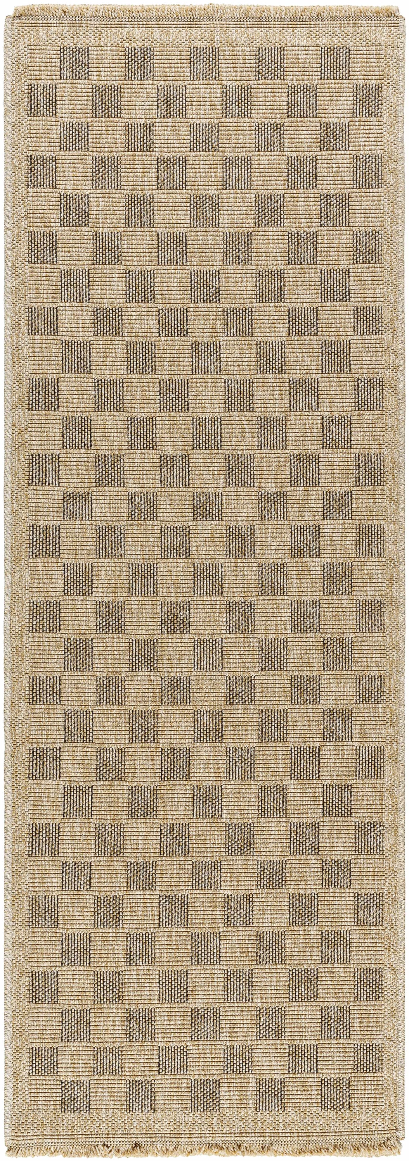 Jurek Beige & Brown Checkered Outdoor Area Rug by Boutique Rugs