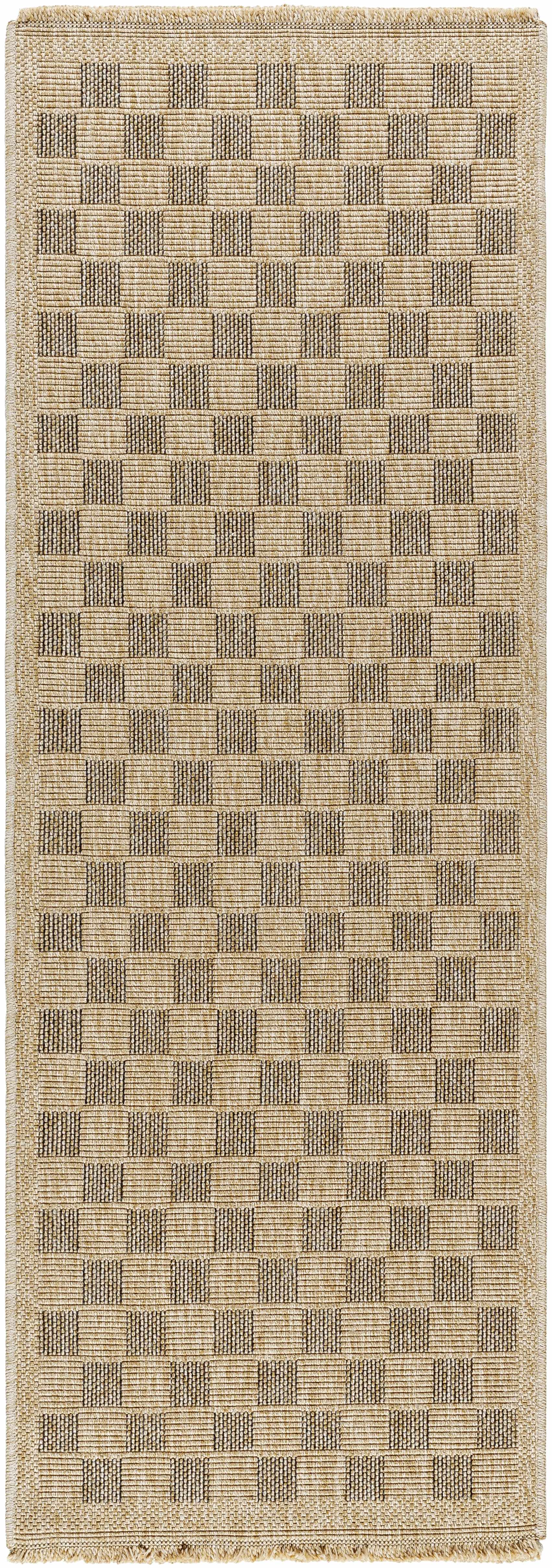Jurek Beige & Brown Checkered Outdoor Area Rug by Boutique Rugs