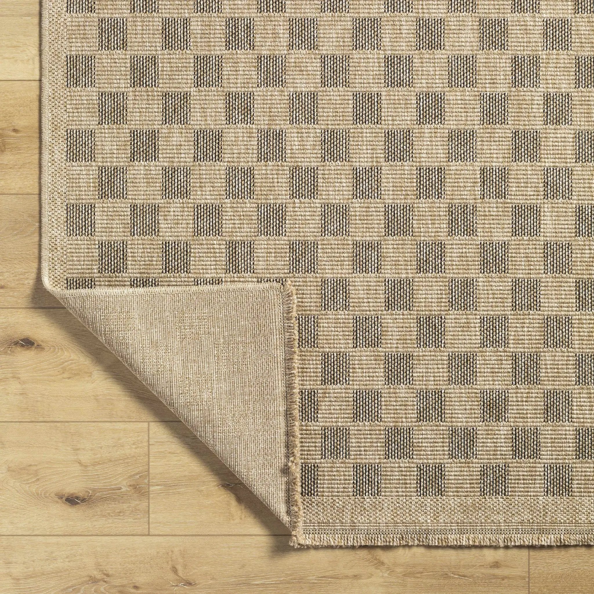 Jurek Beige & Brown Checkered Outdoor Area Rug by Boutique Rugs