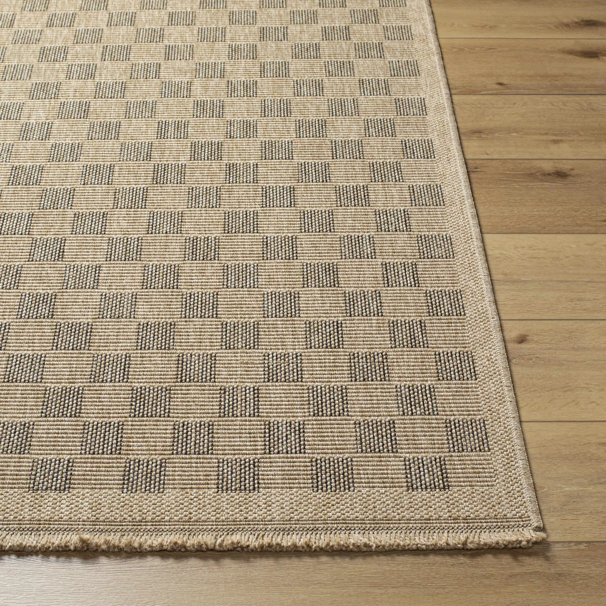 Jurek Beige & Brown Checkered Outdoor Area Rug by Boutique Rugs