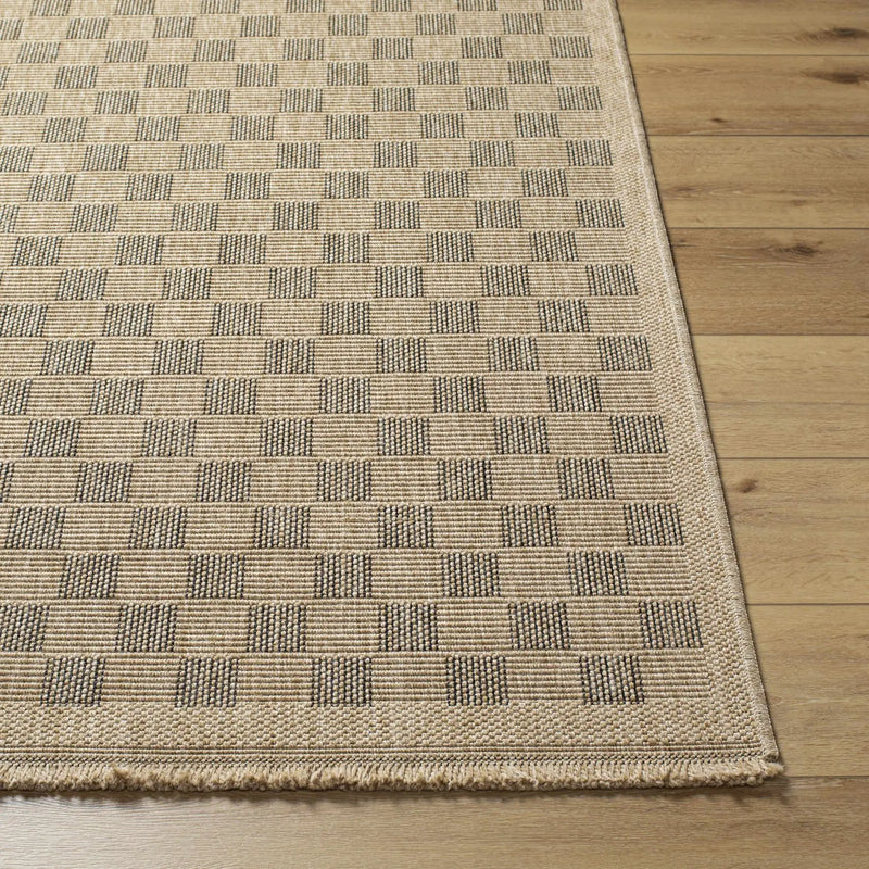Jurek Beige & Brown Checkered Outdoor Area Rug by Boutique Rugs