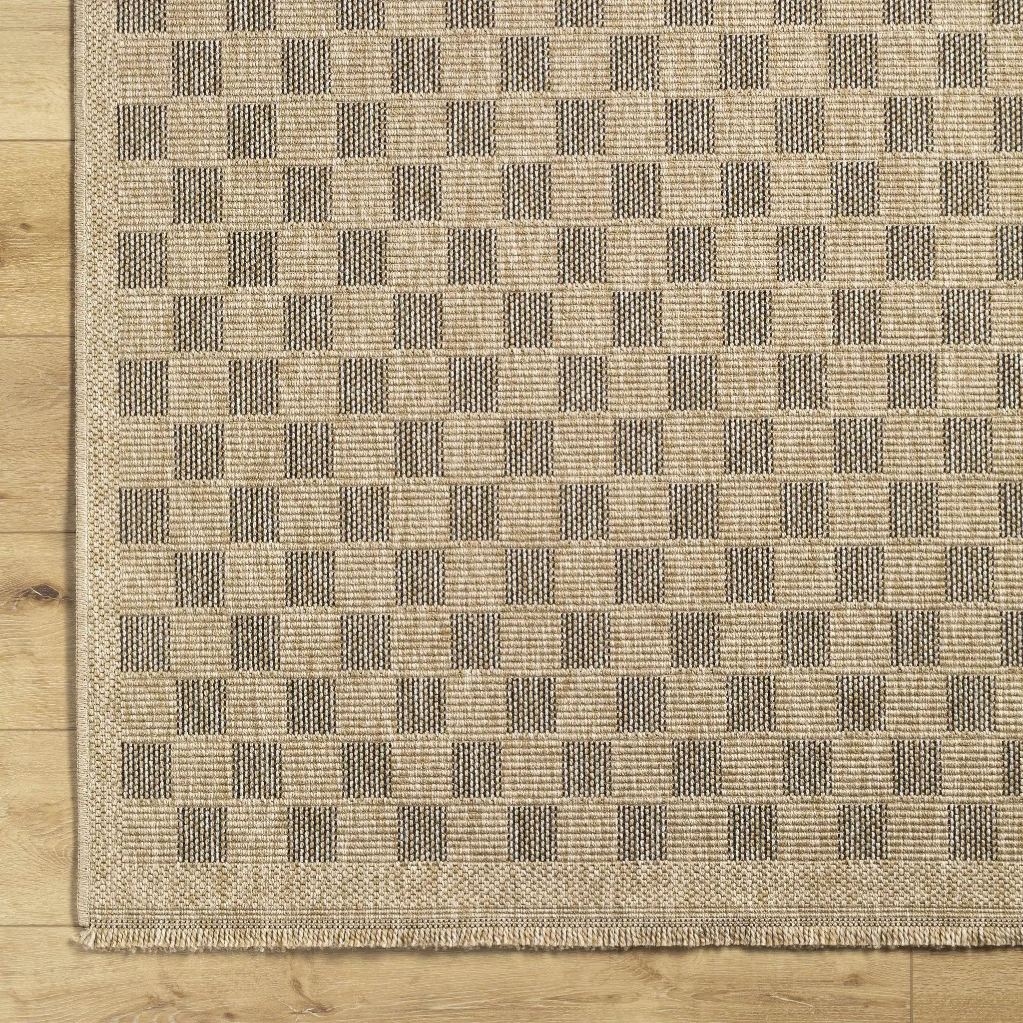Jurek Beige & Brown Checkered Outdoor Area Rug by Boutique Rugs