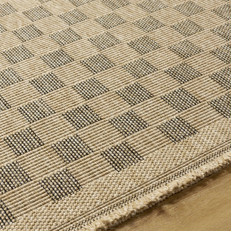 Jurek Beige & Brown Checkered Outdoor Area Rug by Boutique Rugs