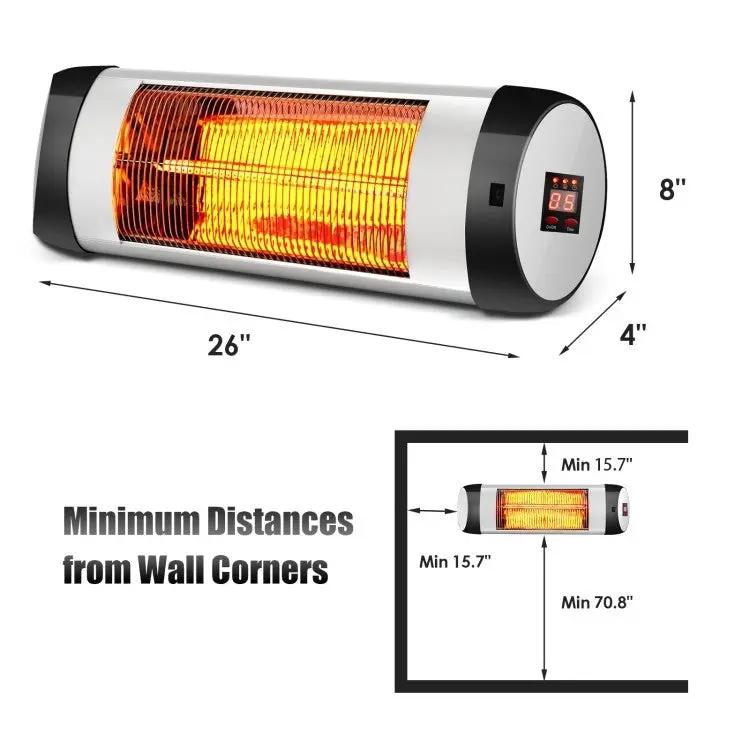 1,500 Watt 3 Mode Wall-Mounted Electric Infrared Heater with Remote Control by HomePacific
