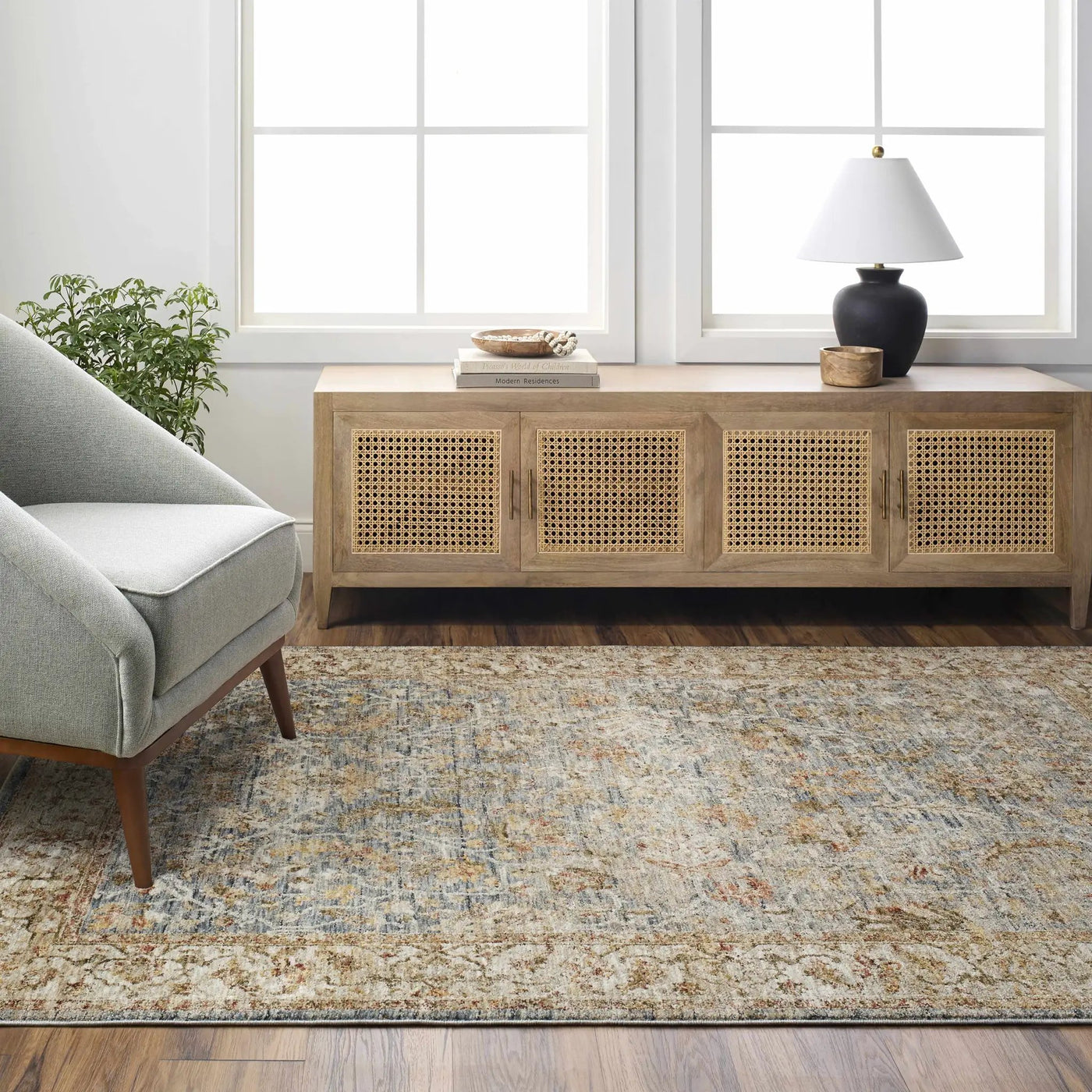 Asabi Blue Textured Rug with Fringes by Boutique Rugs
