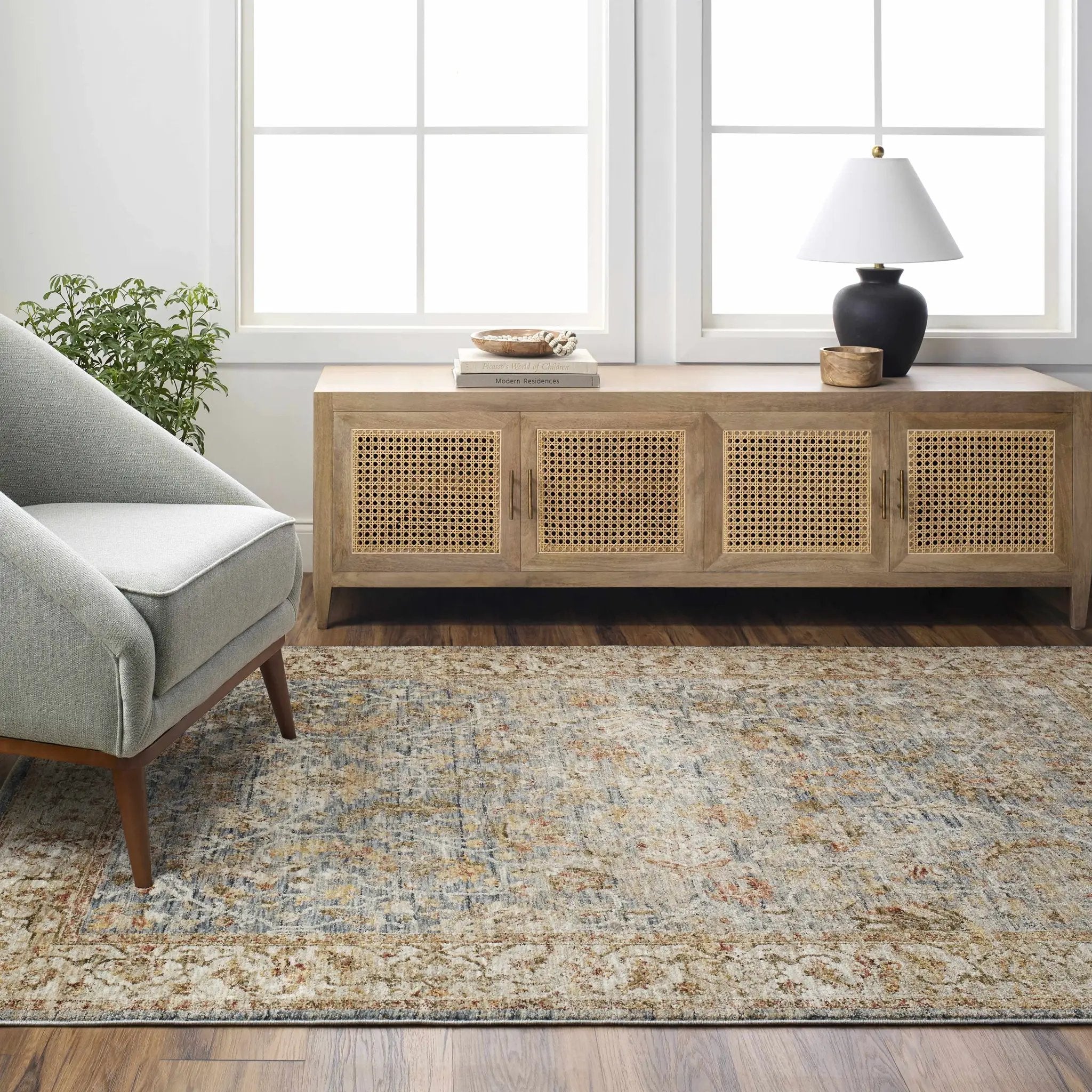 Asabi Blue Textured Rug with Fringes by Boutique Rugs