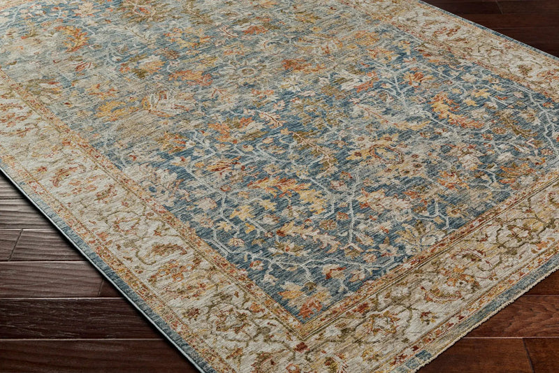 Asabi Blue Textured Rug with Fringes by Boutique Rugs