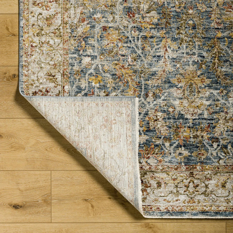 Asabi Blue Textured Rug with Fringes by Boutique Rugs