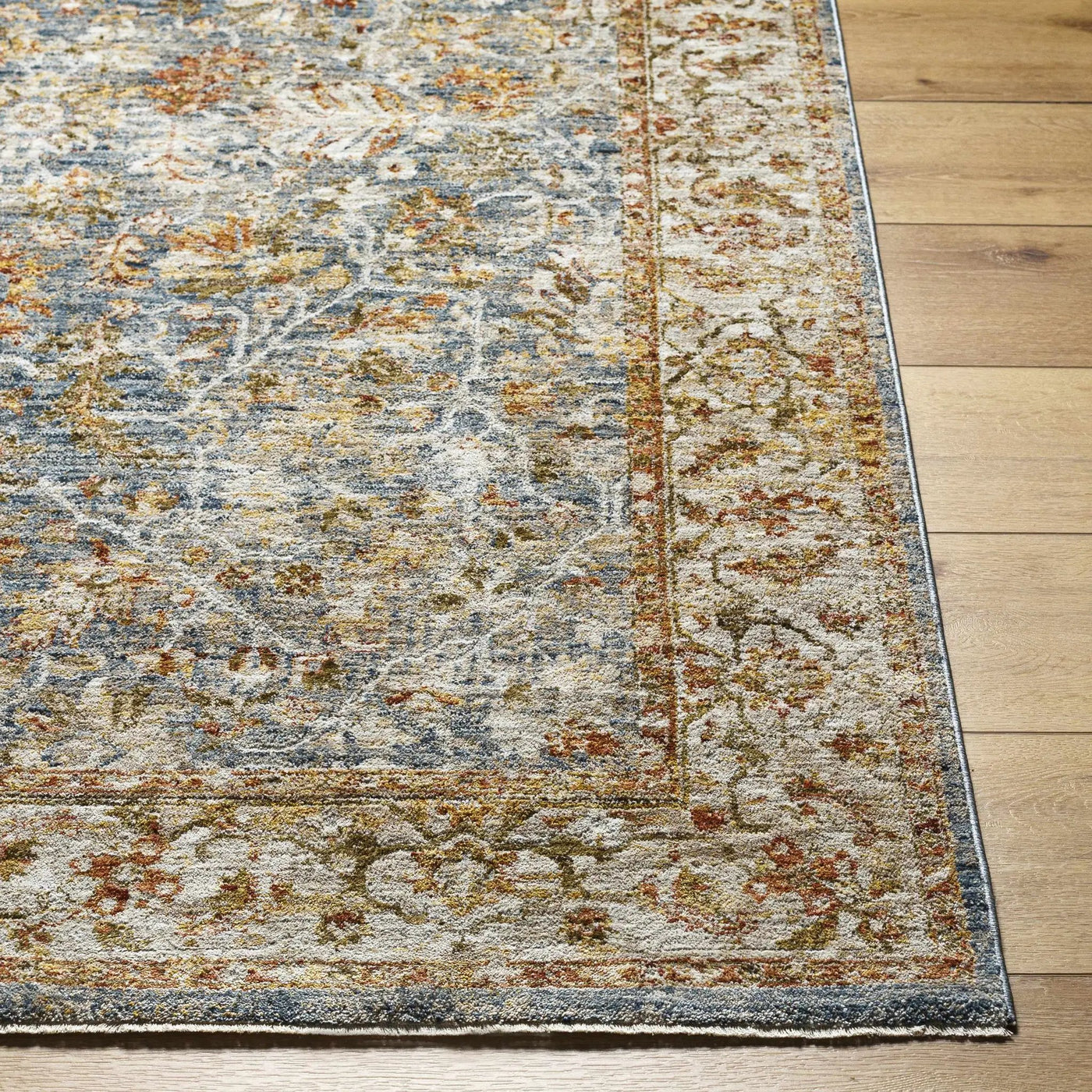 Asabi Blue Textured Rug with Fringes by Boutique Rugs
