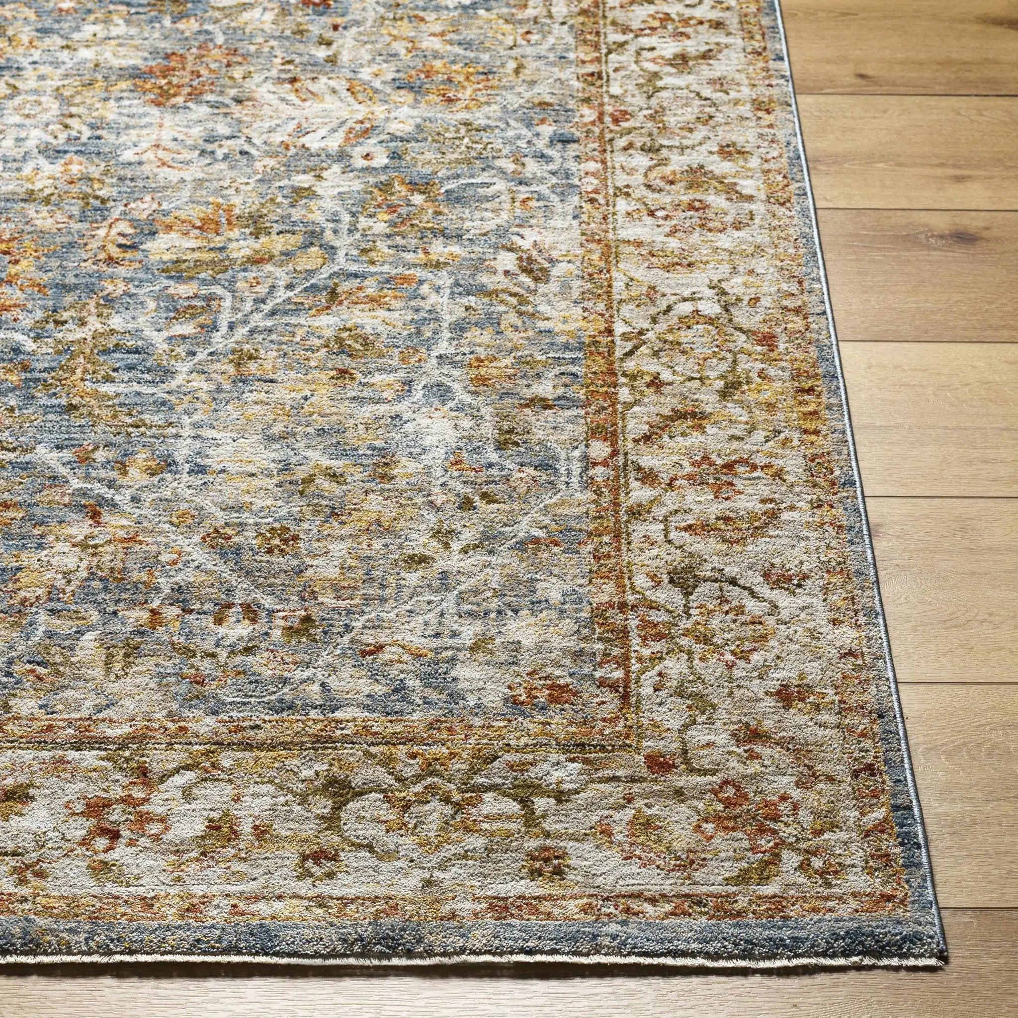 Asabi Blue Textured Rug with Fringes by Boutique Rugs