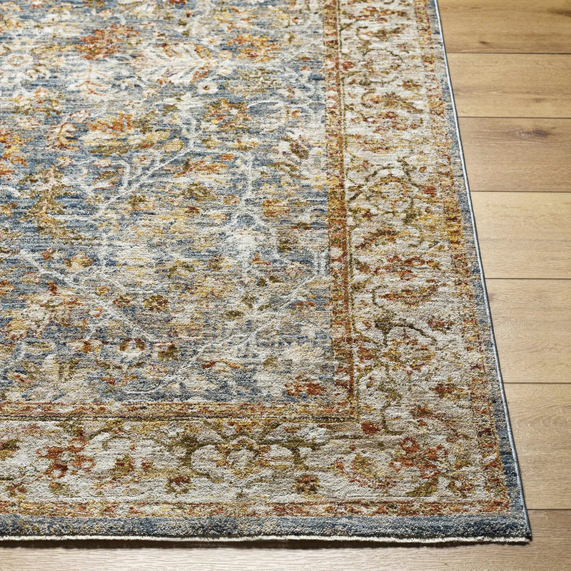 Asabi Blue Textured Rug with Fringes by Boutique Rugs