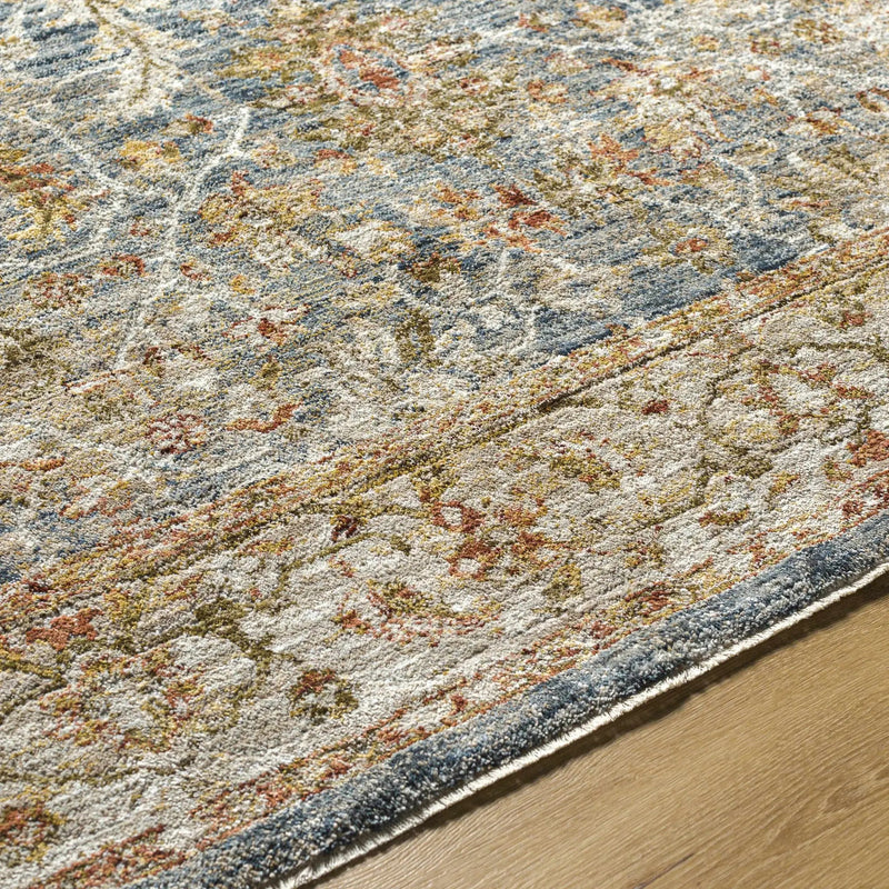 Asabi Blue Textured Rug with Fringes by Boutique Rugs