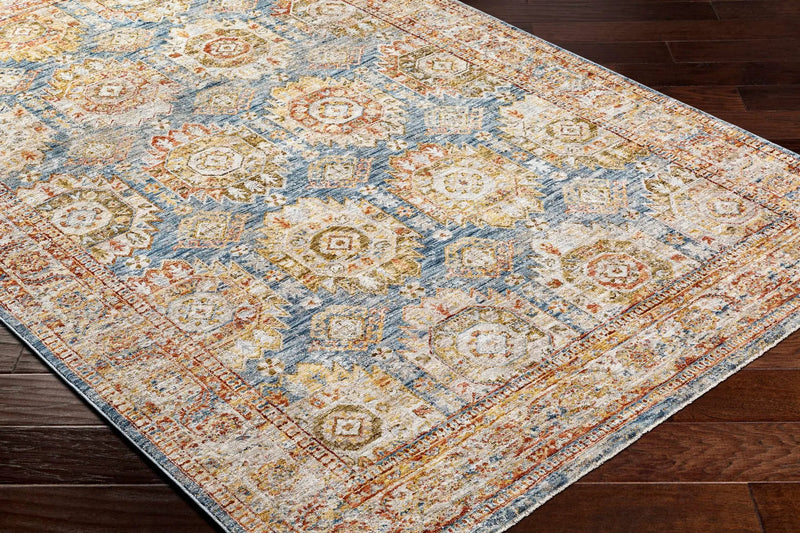 Crescentia Blue & Beige Textured Rug with Fringes by Boutique Rugs