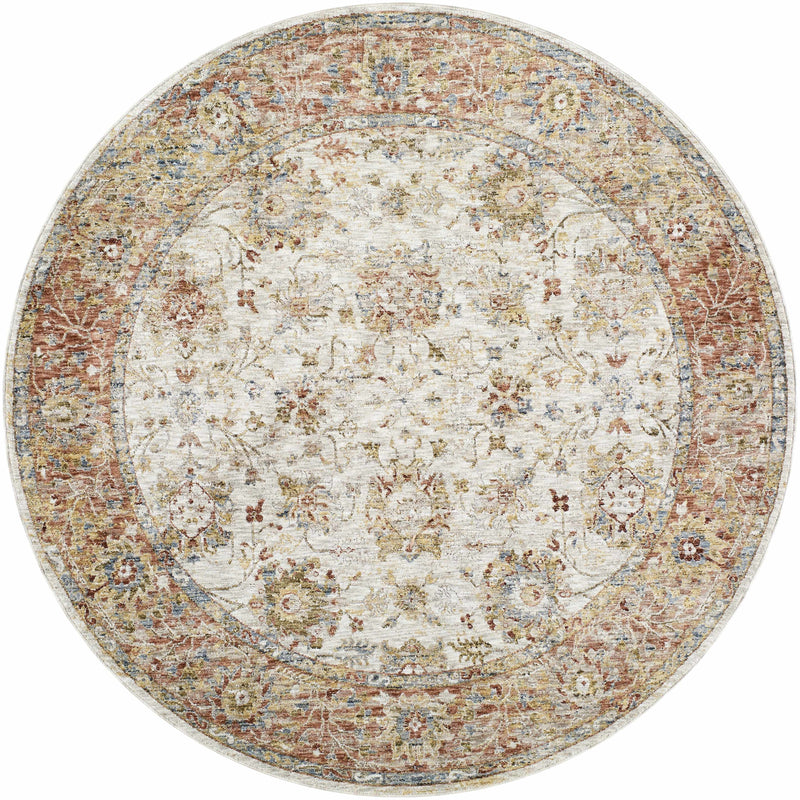Duong Beige & Rust Textured Rug with Fringes by Boutique Rugs
