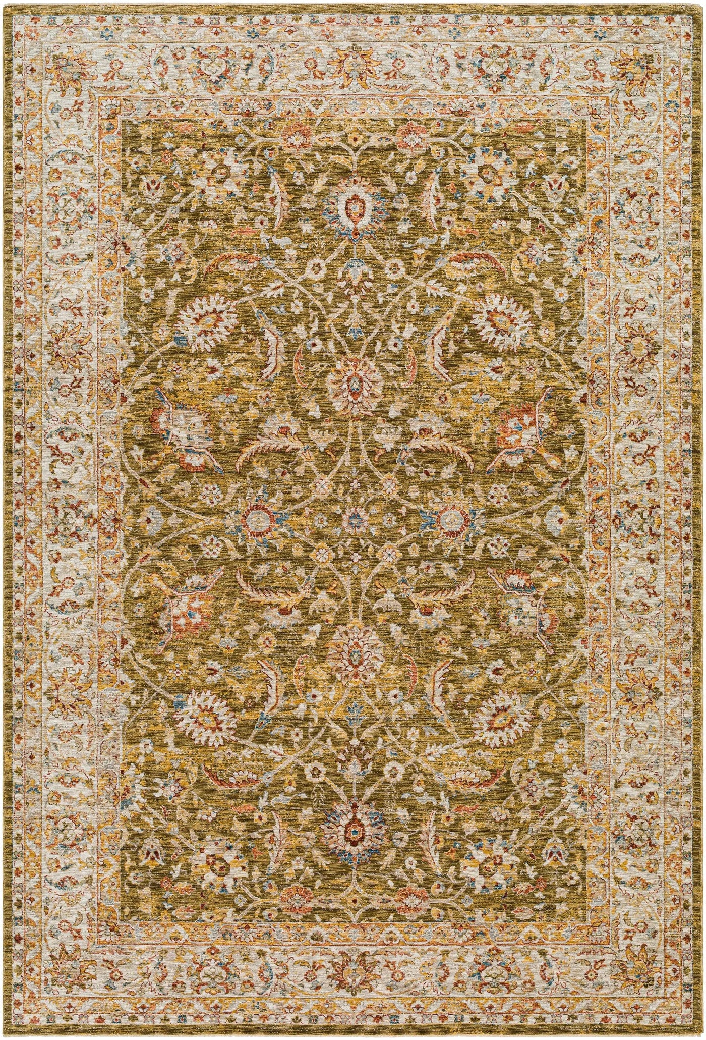 Dyan Green Textured Rug with Fringes by Boutique Rugs