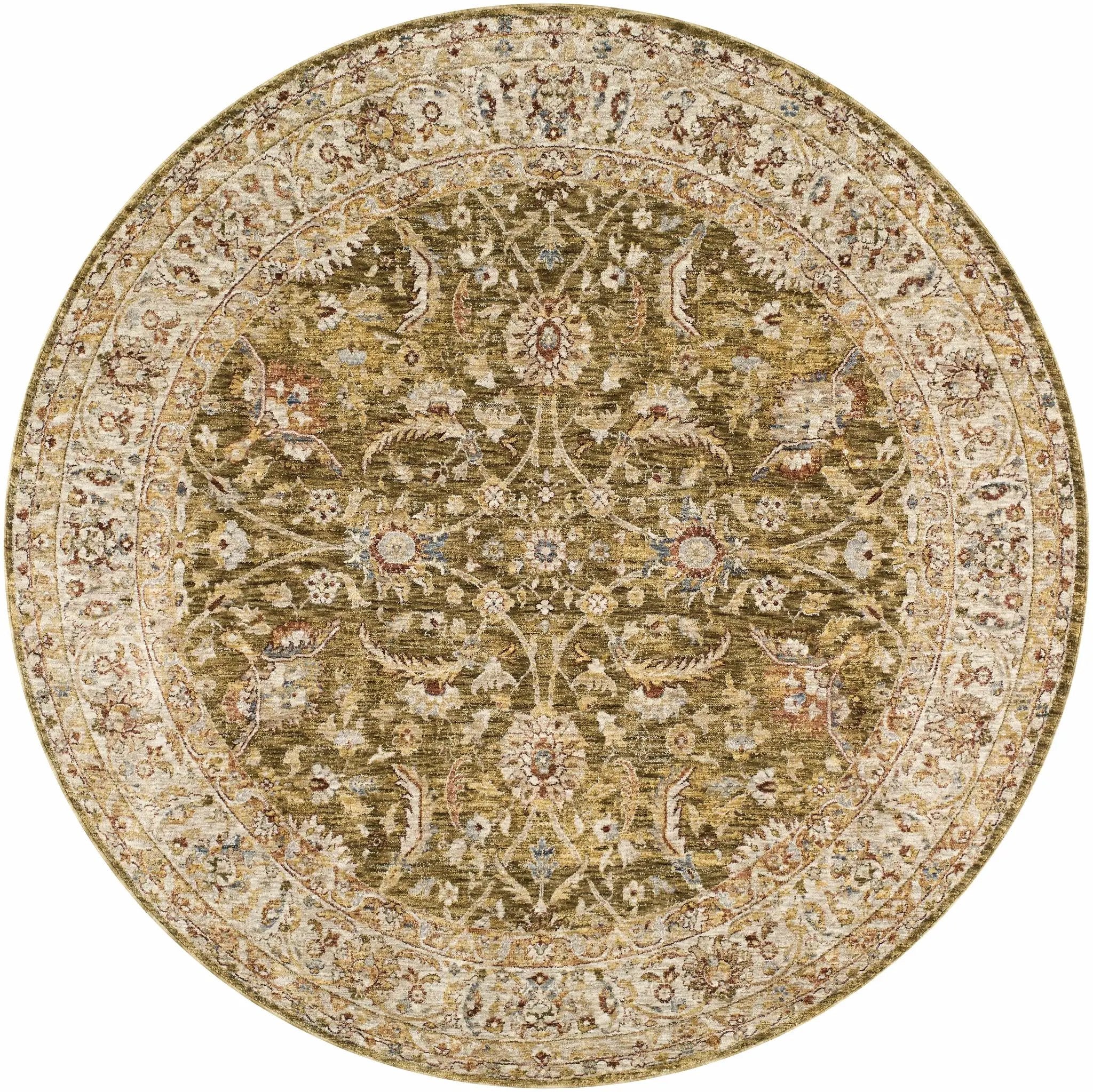 Dyan Green Textured Rug with Fringes by Boutique Rugs