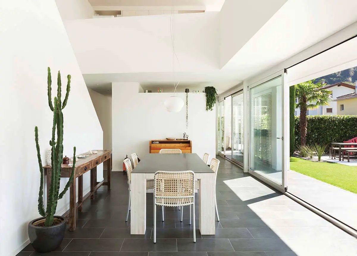 Montauk Black Gauged Slate Tiles 18x36 in a finished room