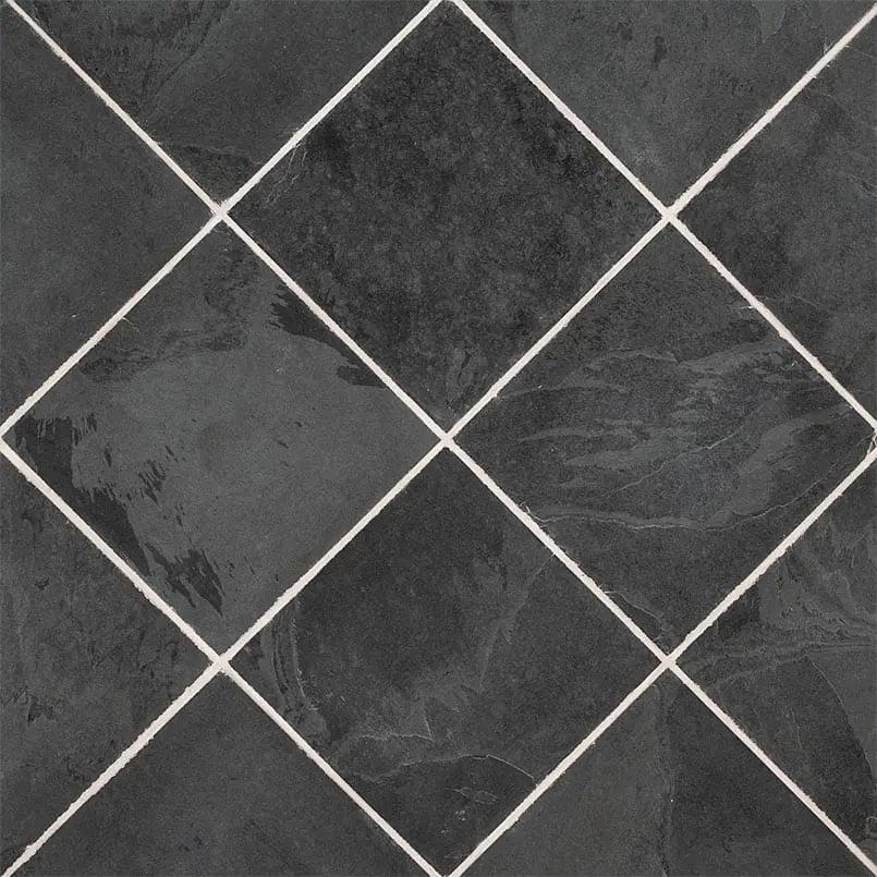 Montauk Black Gauged Slate Mosaics 3x6 angled view