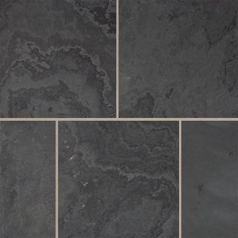 Montauk Black Honed Slate Tiles 12x12 close up