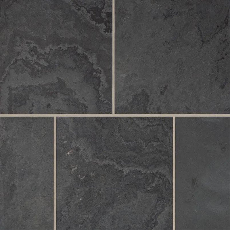 Montauk Black Honed Slate Tiles 12x12 close up