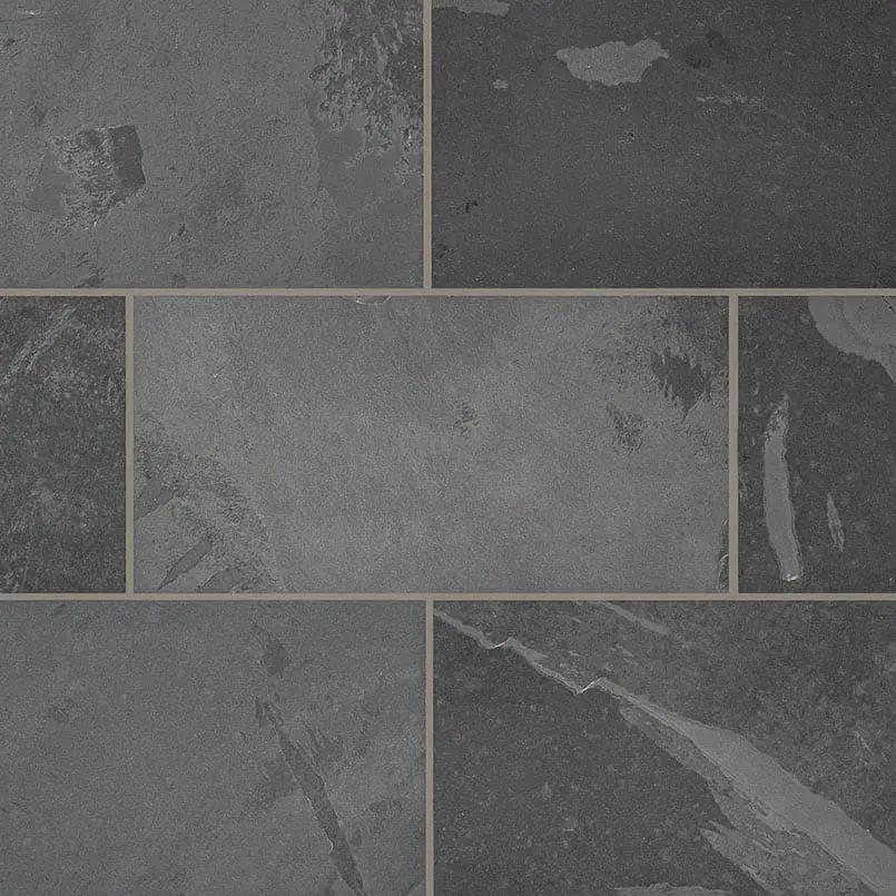 Montauk Black Gauged Slate Tiles 12x24 close up