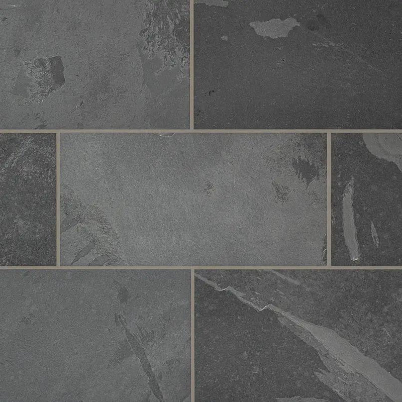 Montauk Black Gauged Slate Tiles 12x24 close up