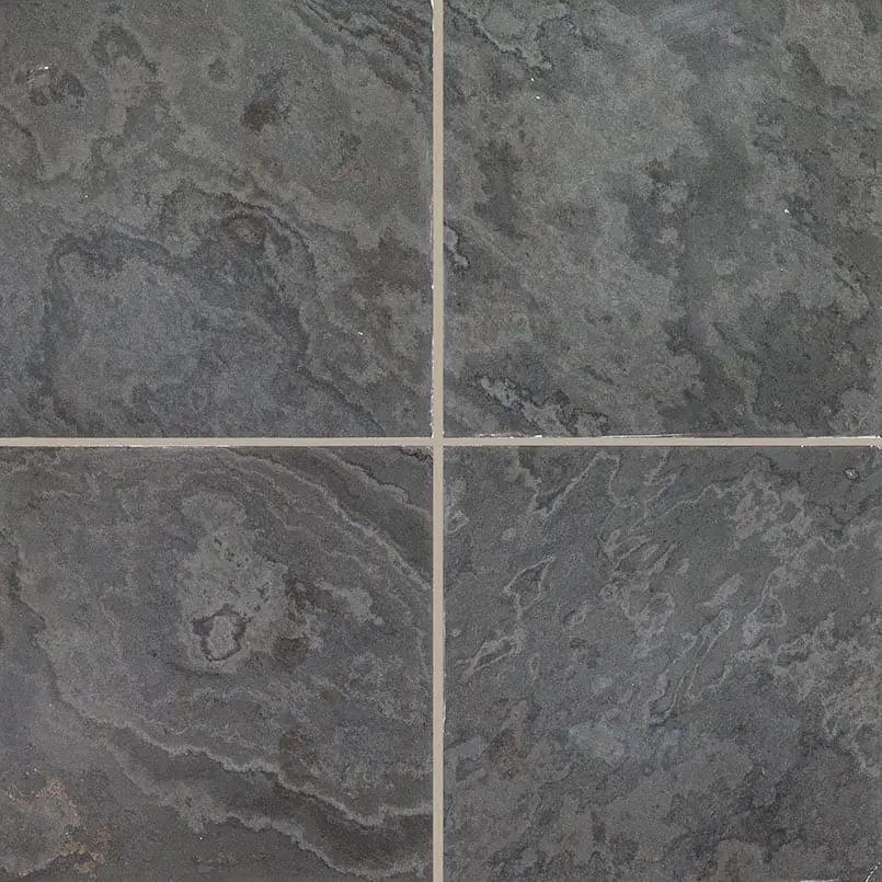Montauk Black Honed Slate Tiles 16x16 close up