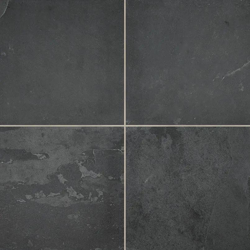 Montauk Black Gauged Slate Tiles 24x24 close up